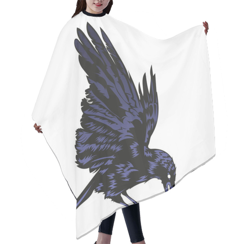 Personality  Dark Wing Crow Vector Illustration Hair Cutting Cape