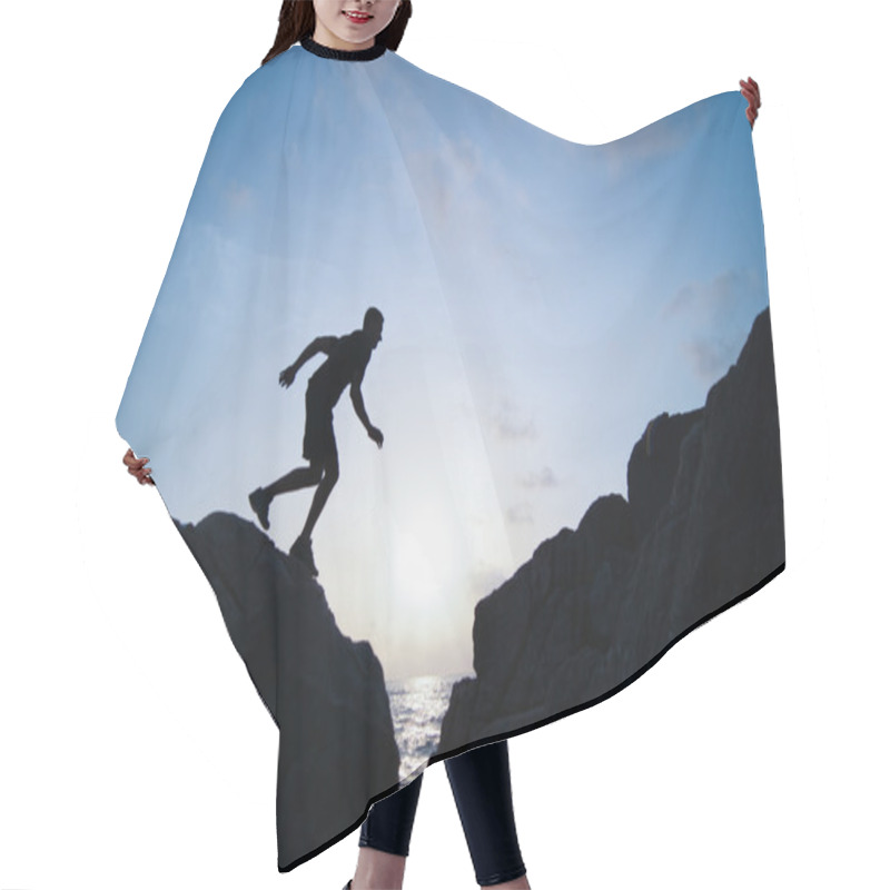 Personality  The Jumping Man On Rocks Hair Cutting Cape