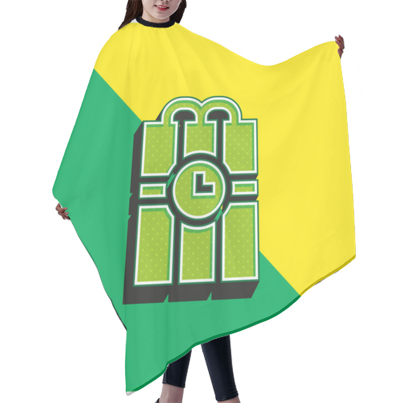 Personality  Bomb Green And Yellow Modern 3d Vector Icon Logo Hair Cutting Cape