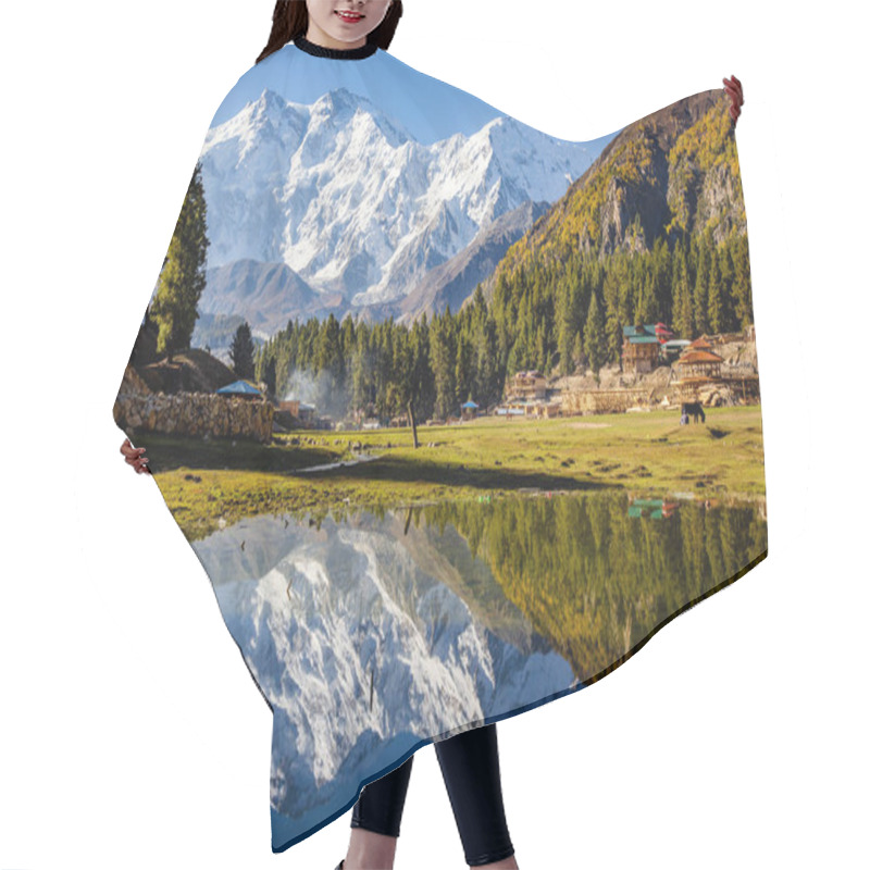 Personality  Nanga Parbat Reflection In The Lake, Beautiful Mountain View From Fairy Meadows, Pakistan Hair Cutting Cape