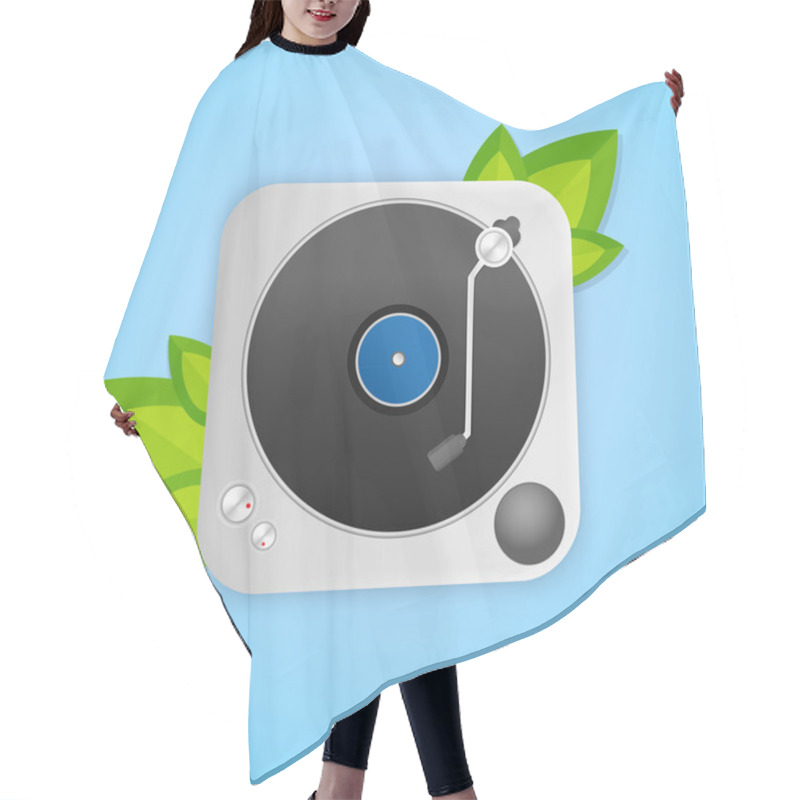 Personality  Turntable With Green Leaves Hair Cutting Cape