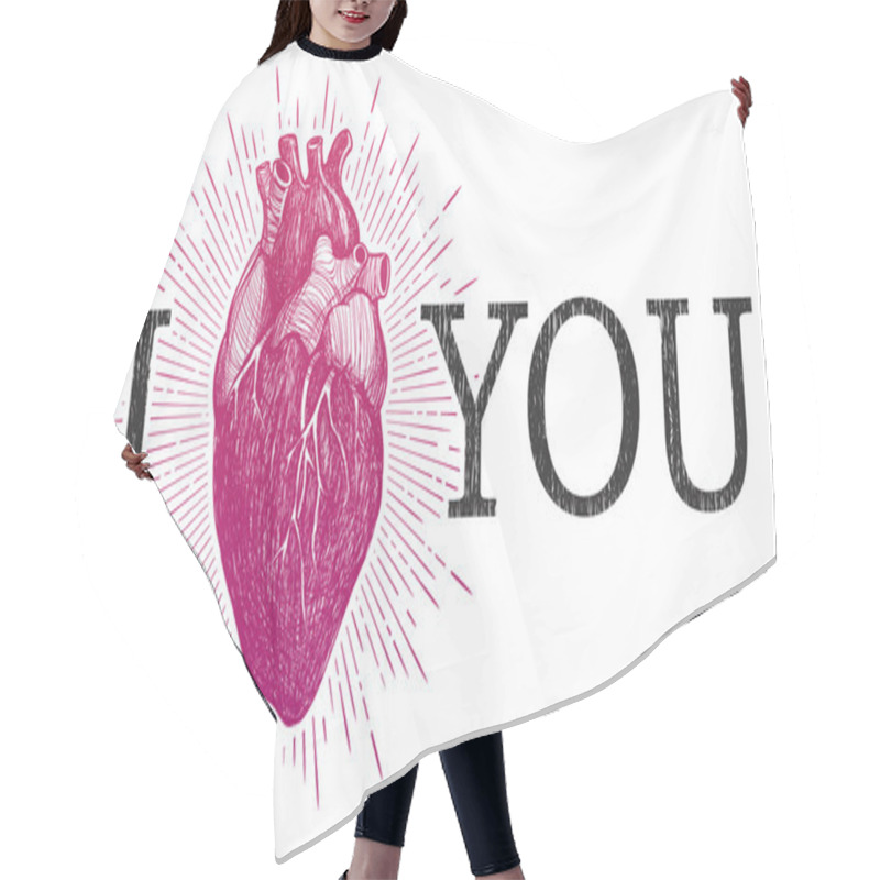 Personality  I Love You With Human Anatomical Heart. Hair Cutting Cape