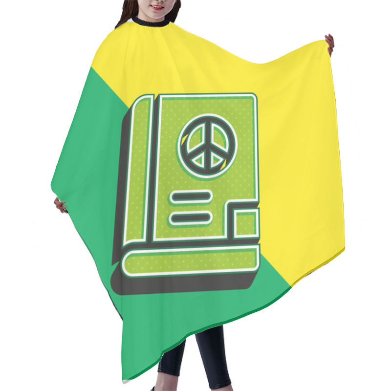 Personality  Book Green And Yellow Modern 3d Vector Icon Logo Hair Cutting Cape