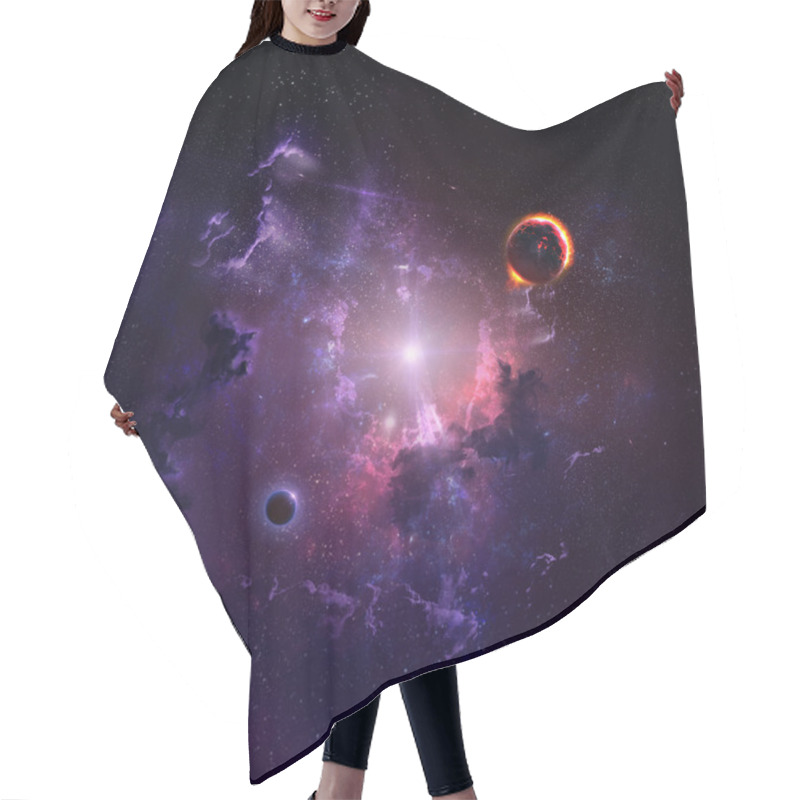 Personality  Starfield Stardust And Nebula Space Art Galaxy Creative Background Hair Cutting Cape