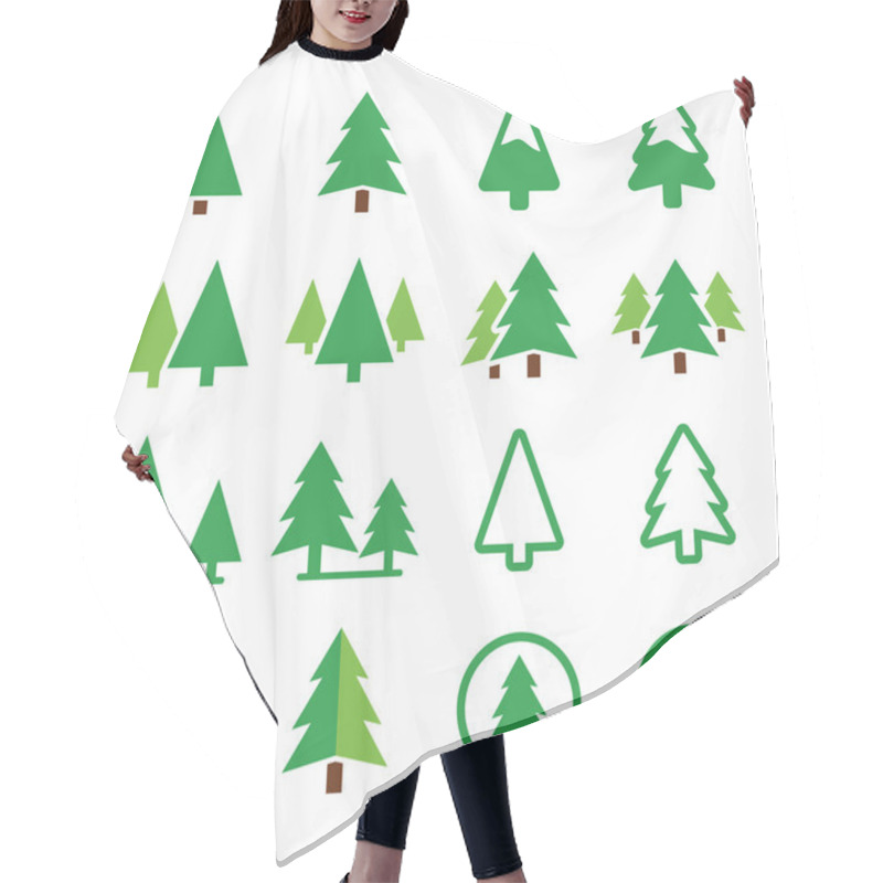 Personality  Pine Tree, Park Vector Green Icons Set Hair Cutting Cape