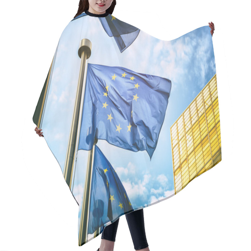 Personality  EU Flags In Front Of European Commission Hair Cutting Cape