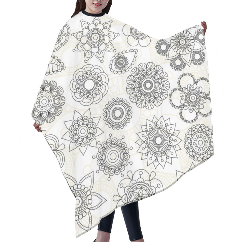 Personality  Vector Collection Of Doodle Style Flowers Or Mandalas Hair Cutting Cape