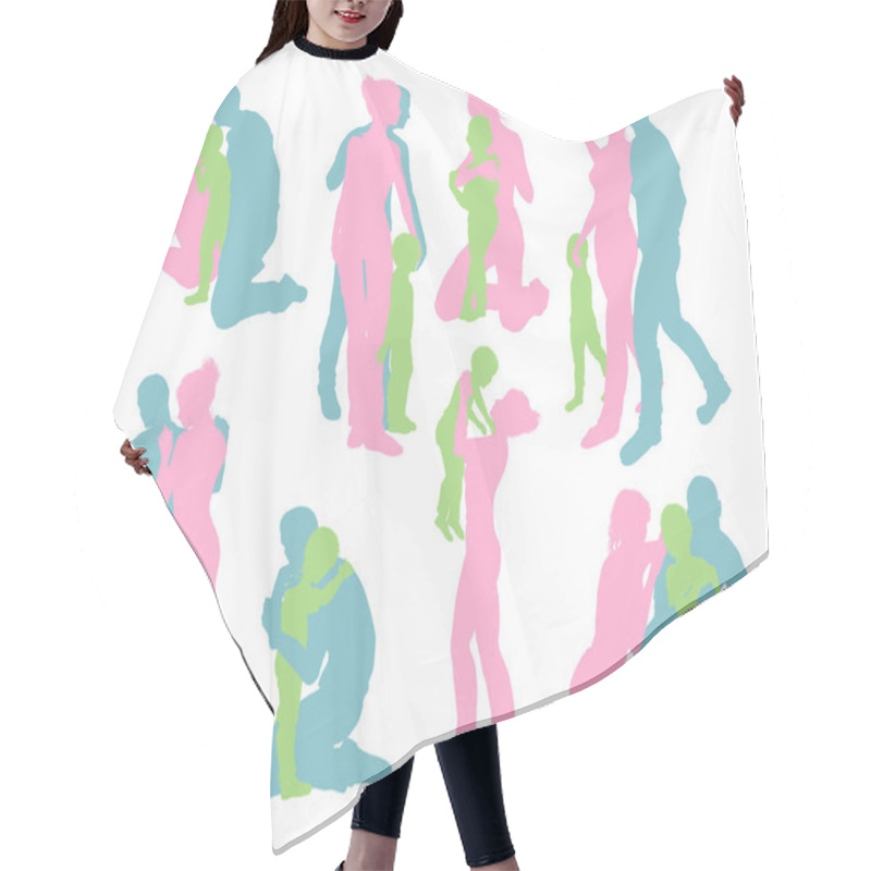 Personality  Happy Family Detailed Silhouettes Hair Cutting Cape