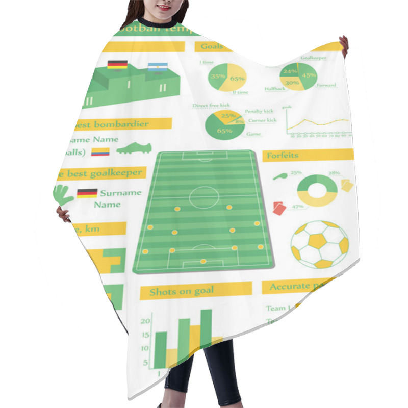 Personality  Vector Illustration With Football Infographic Hair Cutting Cape