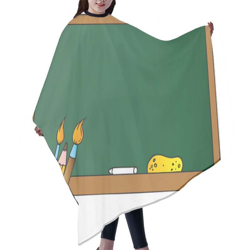 Personality  School Chalkboard And Pencil Cup Hair Cutting Cape