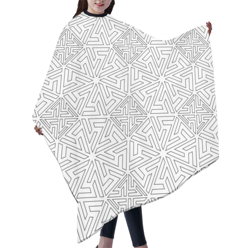 Personality  Abstract Geometric Pattern With Crosses, Stripes, Lines. Seamless Vector Background. White And Black Ornament. Modern Reticulated Graphic Design. Hair Cutting Cape