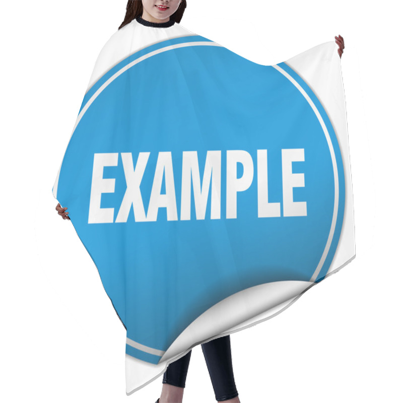 Personality  Example Round Blue Sticker Isolated On White Hair Cutting Cape