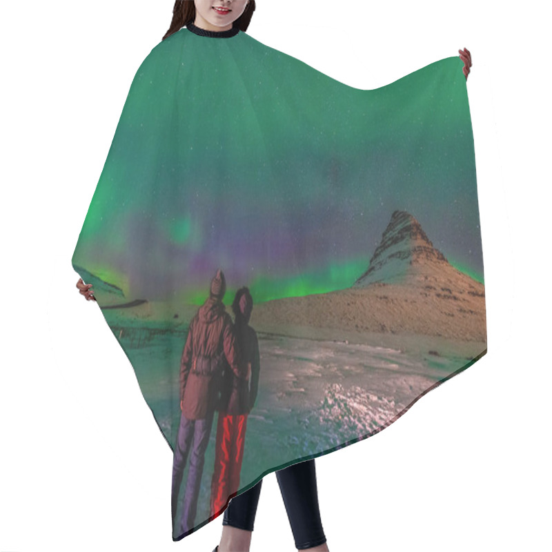 Personality  Beautiful Northern Lights With Kirkjufell On The Background Iceland Hair Cutting Cape