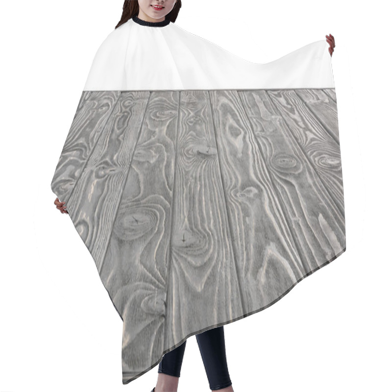 Personality   Surface Of Grey Wooden Planks On White Background Hair Cutting Cape