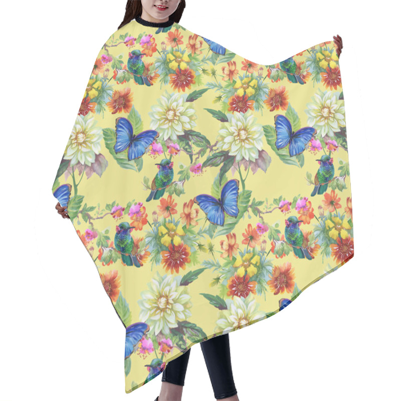 Personality  Meadow With Flowers And Birds And Butterflies Hair Cutting Cape