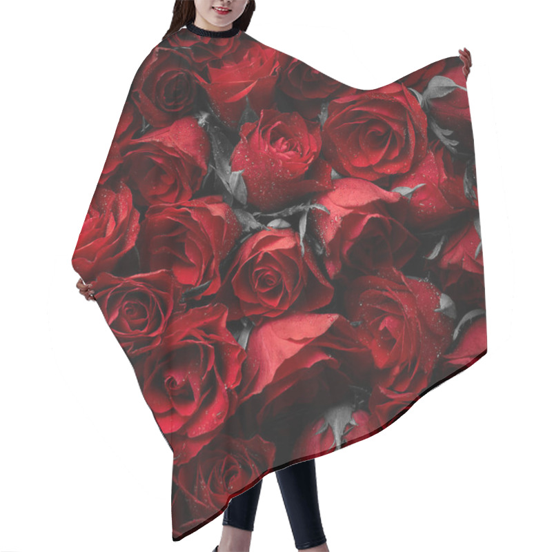 Personality  Red Roses Texture Background Hair Cutting Cape