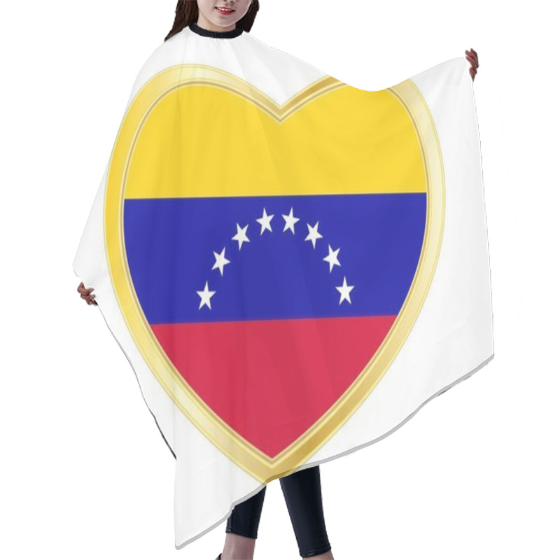 Personality  Flag Of Venezuela In Heart Shape, Golden Frame Hair Cutting Cape