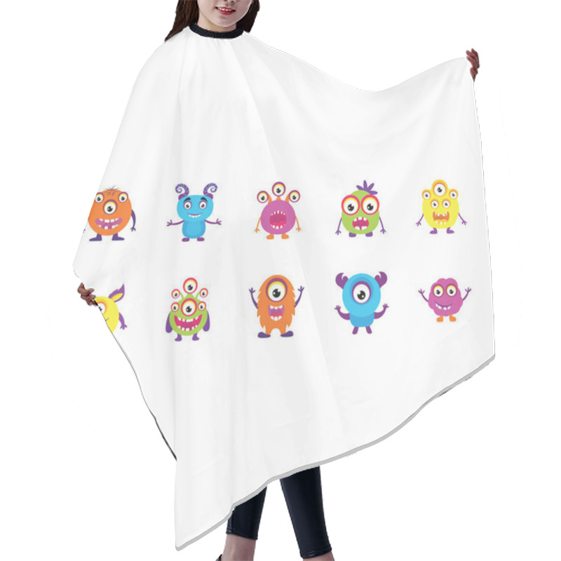 Personality  Monsters Growling And Screaming Flat Vectors Set Hair Cutting Cape