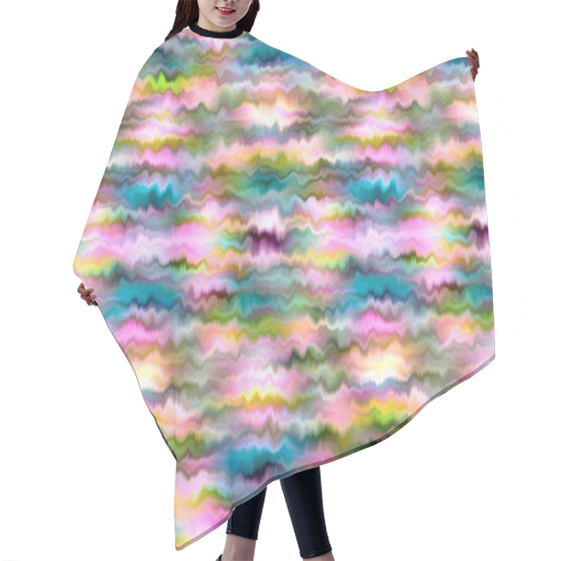 Personality  Vibrant Tie Dye Wash Seamless Border. Blurry Fashion Effect Summer Hippy Ribbon With Space Dyed Streaks Print Hair Cutting Cape