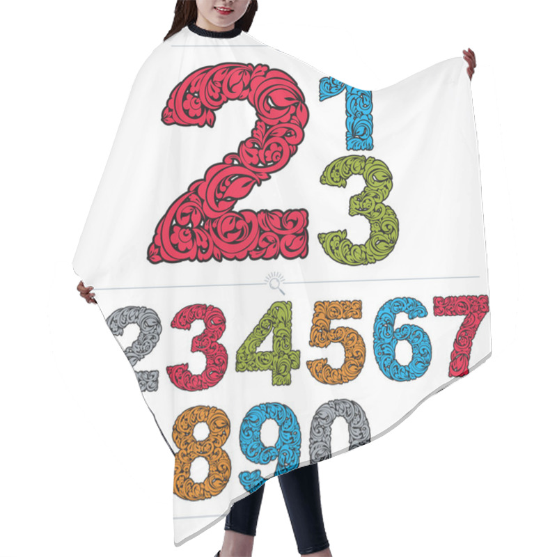 Personality  Floral Hand-drawn Numbers  Hair Cutting Cape