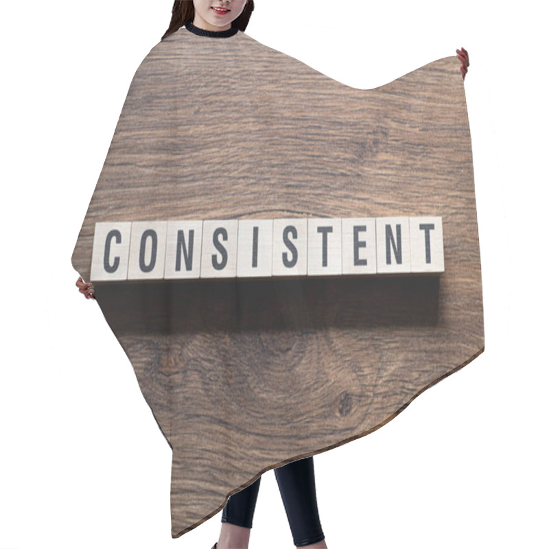 Personality  Consistent - Word Concept On Building Blocks, Text, Letters Hair Cutting Cape