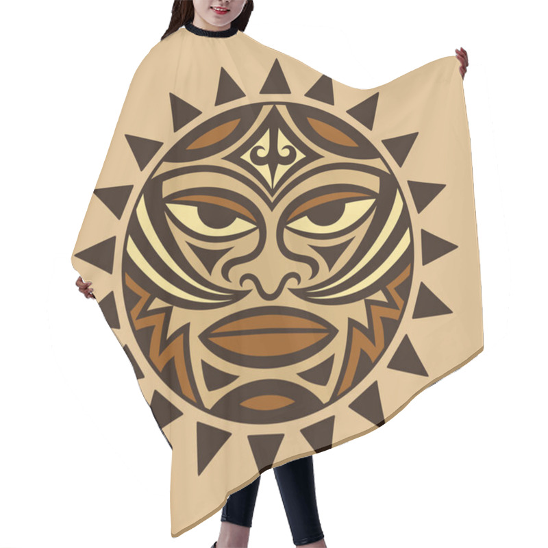 Personality  Color Ethnic Symbol-mask Of The Maori People - Tiki. Thunder-like Is Symbol Of God. Sacrad Tribal Sign In The Polenesian Style For Application Of Tattoos And Moko. Hair Cutting Cape