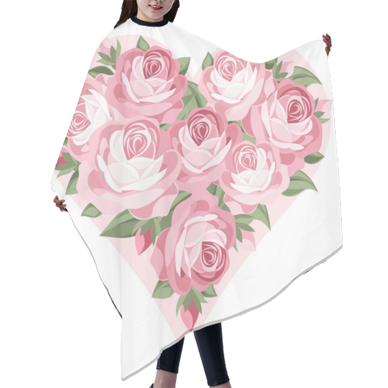 Personality  Heart Of Pink Roses. Vector Illustration. Hair Cutting Cape