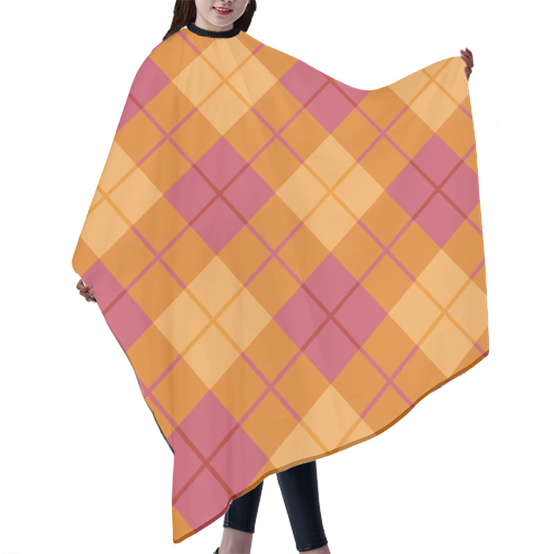 Personality  Bias Plaid _Orange-Pink Hair Cutting Cape