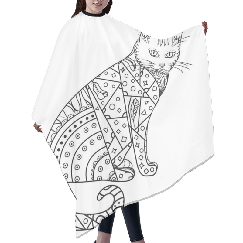 Personality  Cat. Design Zentangle Hair Cutting Cape