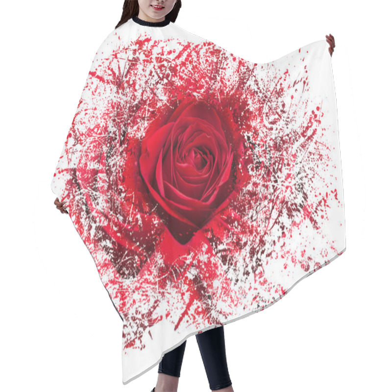 Personality  Close Up Of Red Rose Exploding Hair Cutting Cape