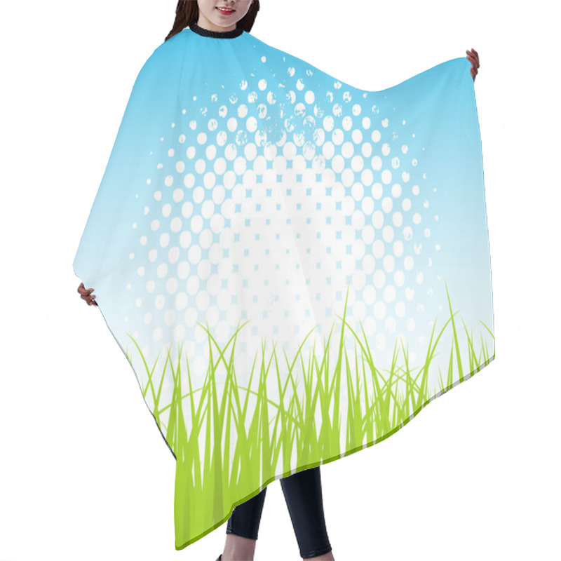 Personality  Green Grasses On Halftone Background Hair Cutting Cape