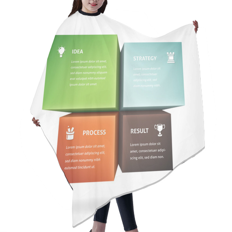 Personality  Infographic Template With Four Boxes Hair Cutting Cape