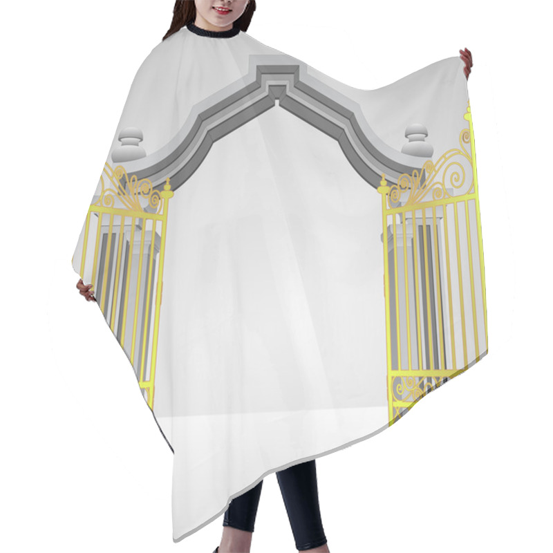 Personality  Heavenly Gate With Open Gold Fence Vector Hair Cutting Cape