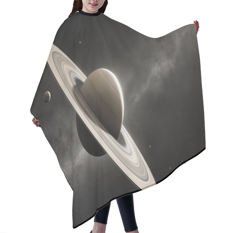 Personality  Planet Saturn With Major Moons Hair Cutting Cape