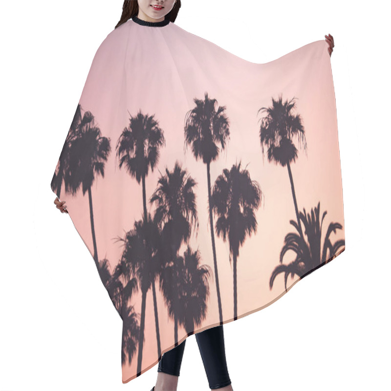 Personality  Pink Sunset Sky Behind Tropical Palm Trees Hair Cutting Cape