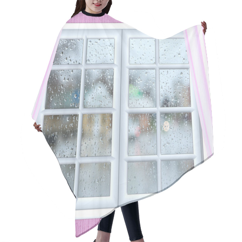 Personality  Window Glass With A Drop Of Rain Hair Cutting Cape