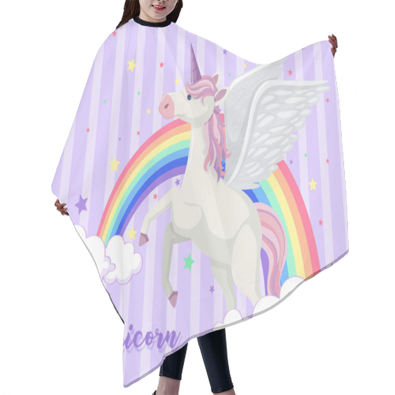 Personality  Background Design With Rainbow And Unicorn Hair Cutting Cape