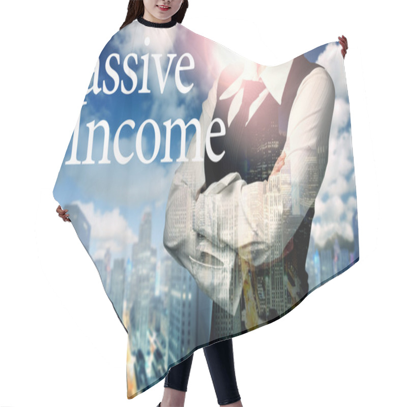 Personality  Double Exposure Of Businesswoman And City. Business, Technology, Hair Cutting Cape