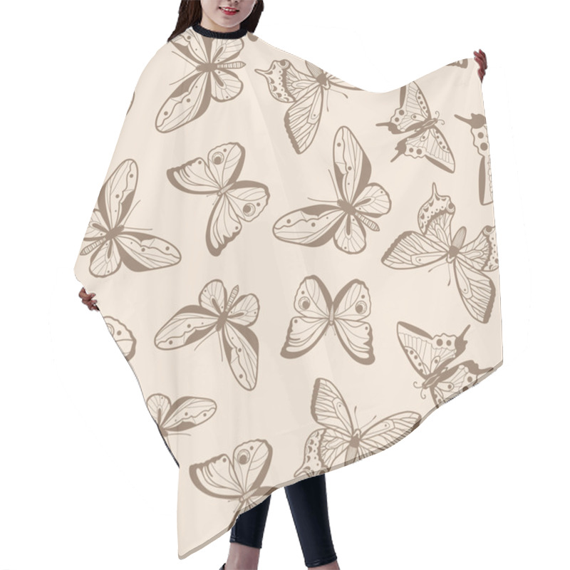 Personality  Butterflies Seamless Pattern. Hair Cutting Cape