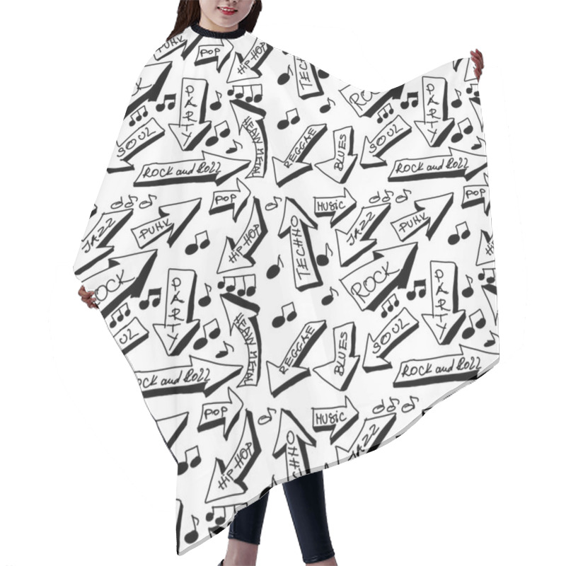 Personality  Doodle Music Word Seamless Texture And Pattern Hair Cutting Cape