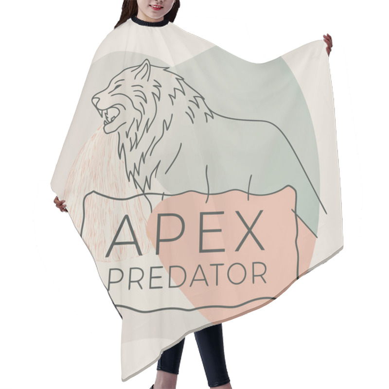 Personality  Apex Predator Logo Design Fierce Lion Emblem With Bold Typography Hair Cutting Cape