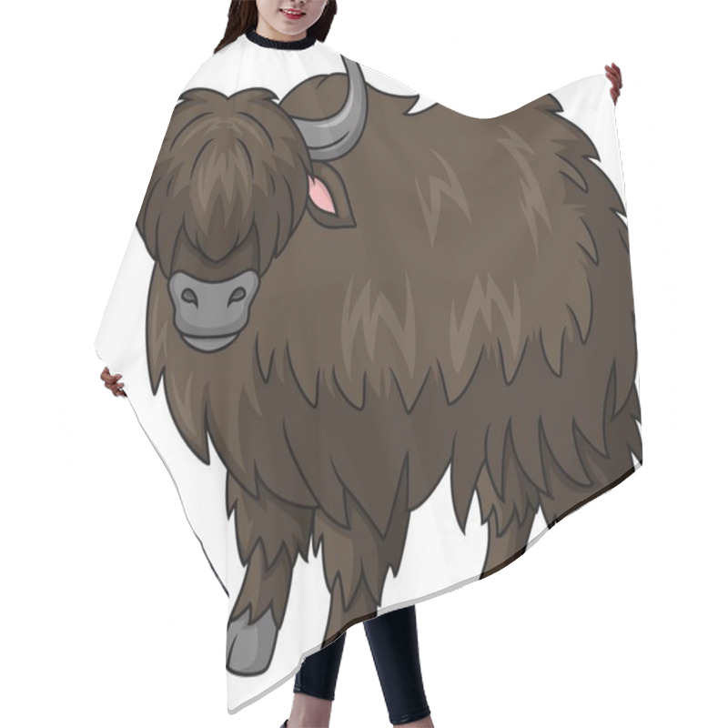 Personality  Vector Illustration Of Cute Yak Cartoon On White Background Hair Cutting Cape