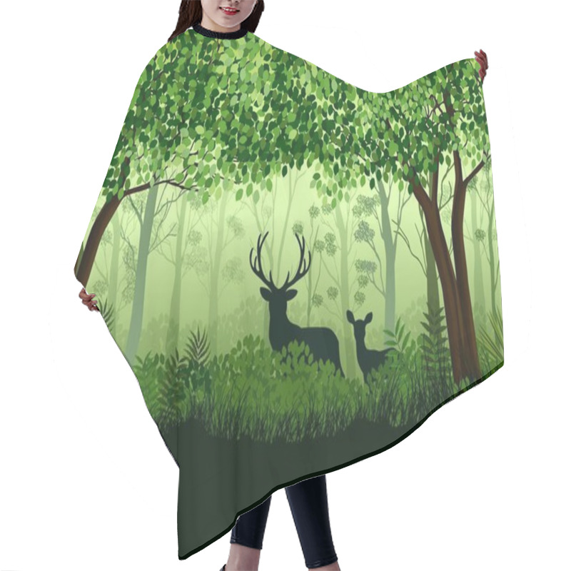 Personality  Green Forest With Wild Elk In Forest Hair Cutting Cape