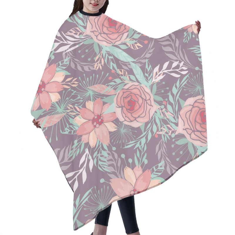 Personality  Seamless Floral Pattern With Roses Hair Cutting Cape