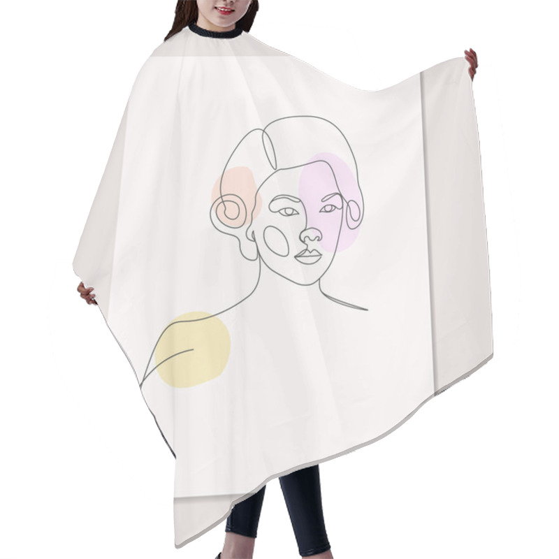 Personality  Beautiful Woman Line Drawing Girls Abstract Face One Line Art Poster Hair Cutting Cape