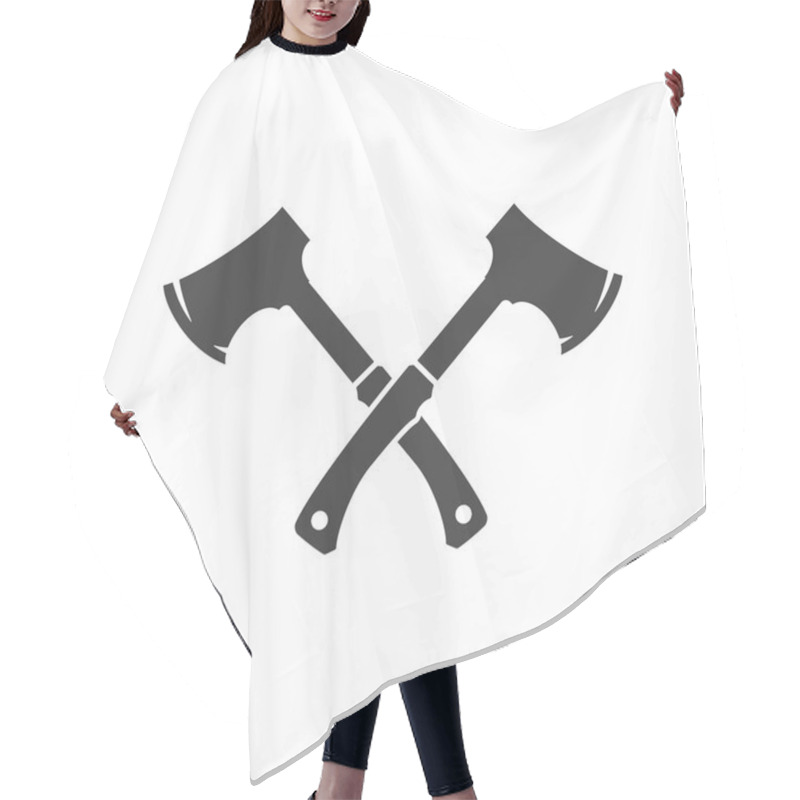 Personality  Lumberjack Axes Crossed FIsolated On White Background Vector Object Hair Cutting Cape