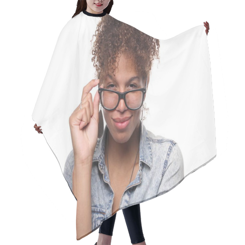 Personality  Beautiful Happy Afro Woman Hair Cutting Cape