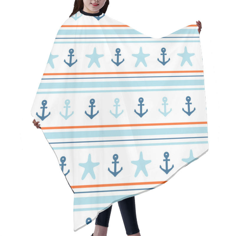 Personality  Nautical Seamless Pattern. Hair Cutting Cape