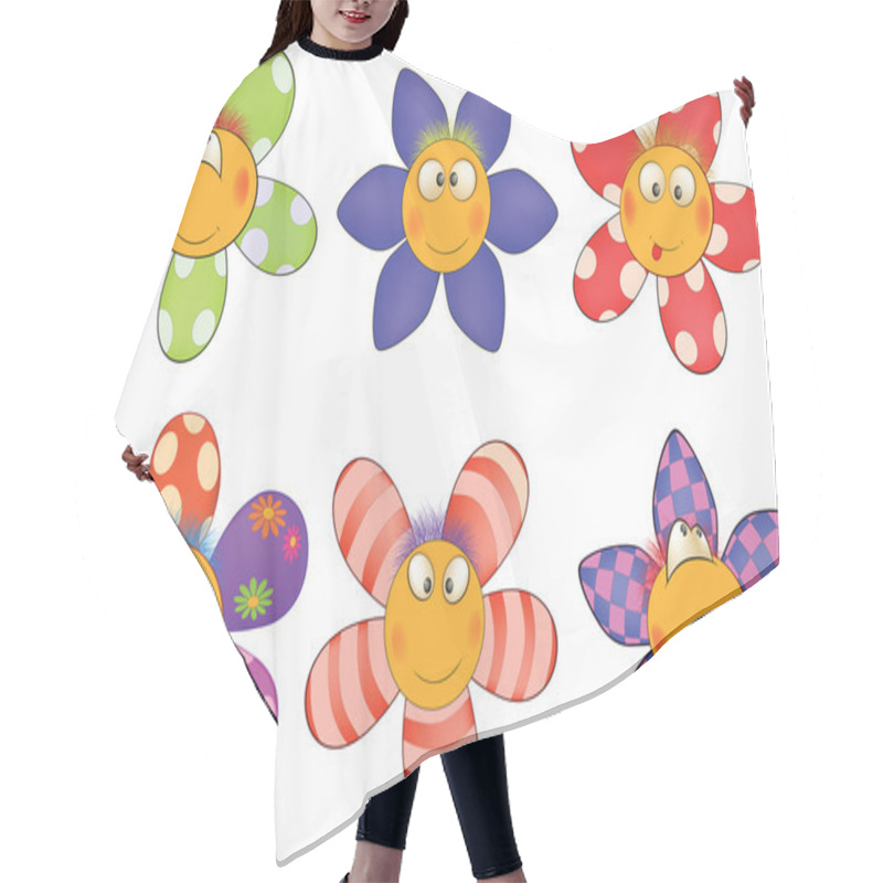 Personality  Cheerful Small Flowers. Cartoon Hair Cutting Cape