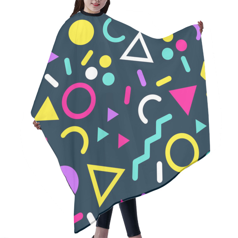 Personality  Memphis Vector Seamless Pattern With Geometric Elements. Retro B Hair Cutting Cape